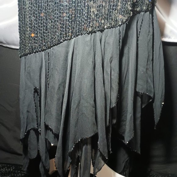 VTG Swee Lo Sequin Wiggle Silk Cowl Cascade Drape Neck PARTY DRESS S/P NEW - Picture 2 of 11